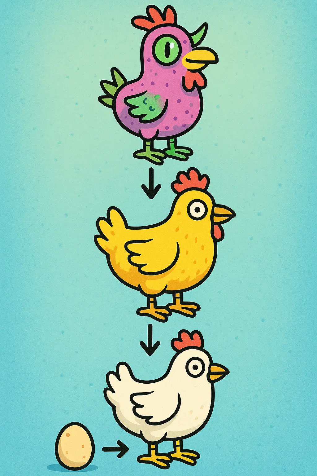 Egg to chicken evolution doodle