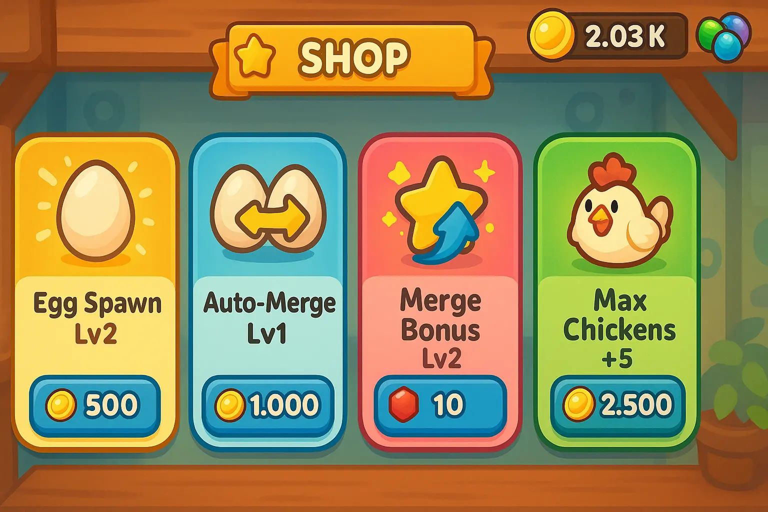 Upgrade shop scene